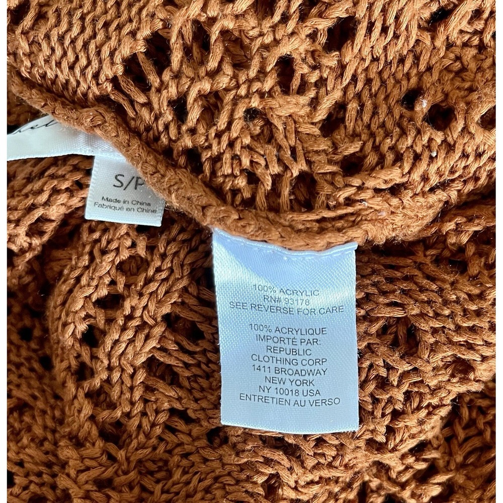 CHELSEA & THEODORE Women's Rust Long Acrylic Cardigan Sweater-PETITE SMALL - Picture 4 of 6